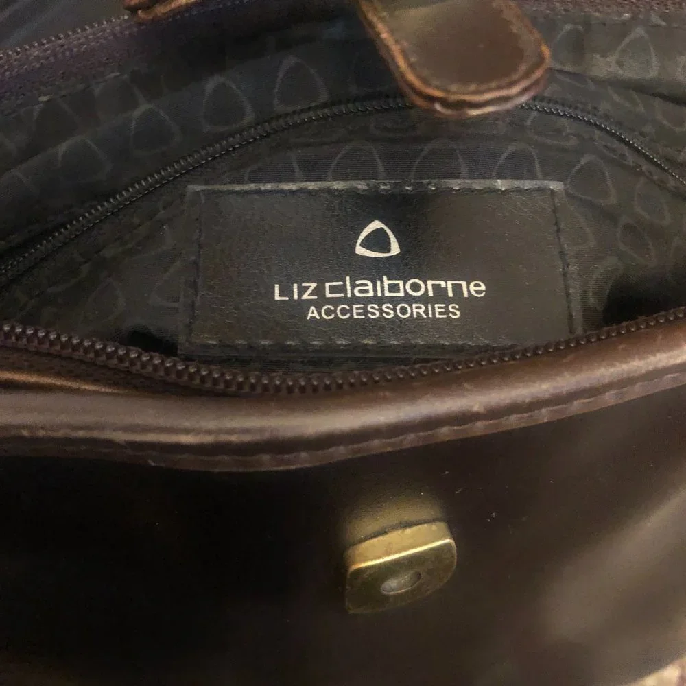 Vintage Liz Claiborne Lush Brown Leather Classic Shoulder Bag / Satchel - Picture 11 of 16